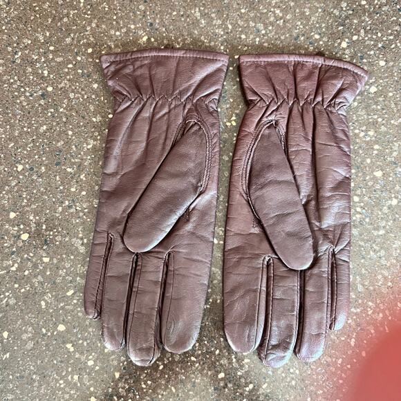 Brown Genuine Leather Gloves Driving Size Large Thinsulate - Picture 3 of 4